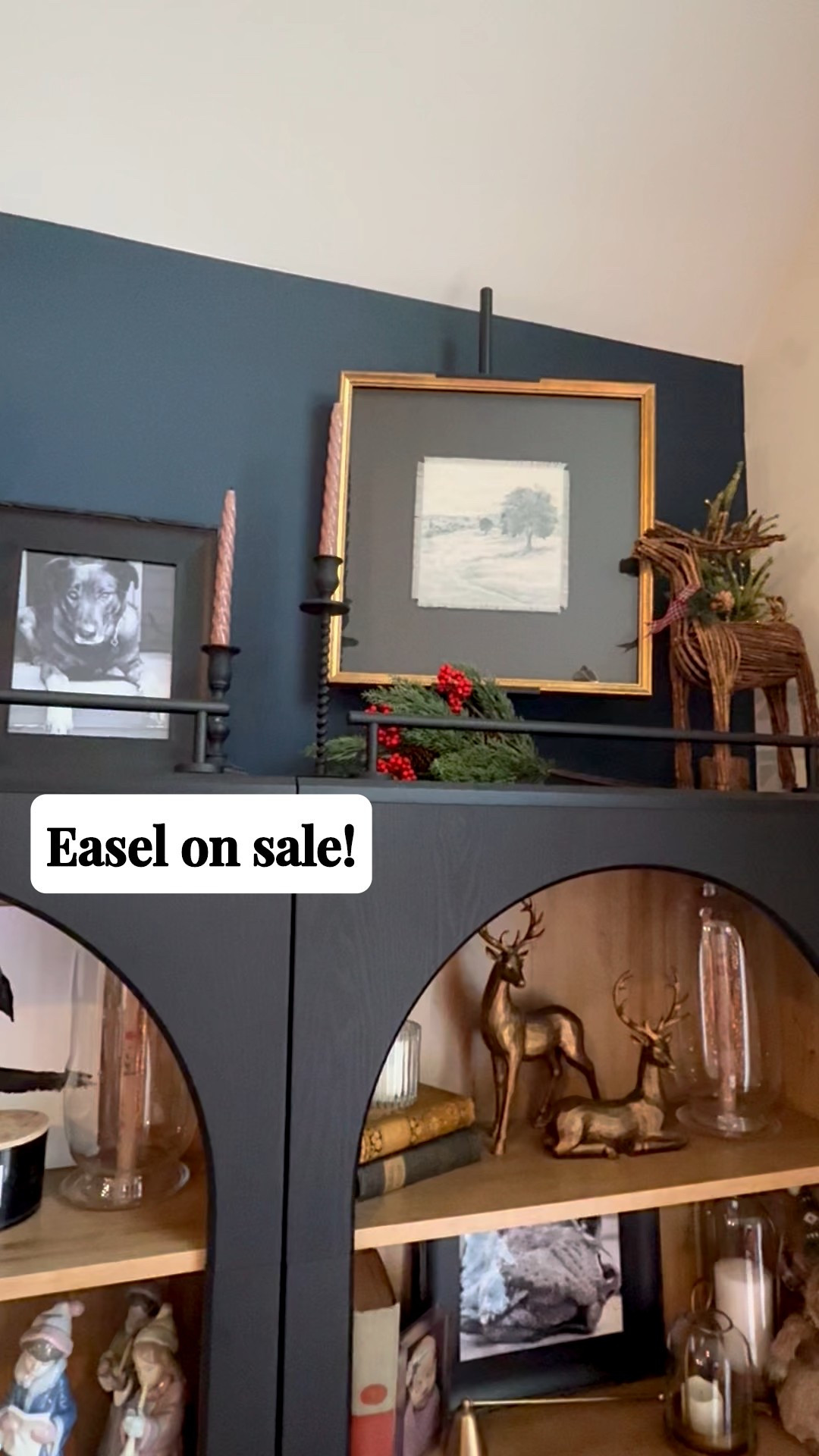 My picture easel is on sale! I’ll link the larger and small options in the thumbnails. My arched cabinets are in stock also. But they never last long! I also found a reindeer like mine on sale! Christmas decor, wall art, art stand, bookshelf styling. Arched bookcase, arched bookshelf, shelf styling, Christmas decor, vintage decor, home decor, living room decor, neutral home decor 

#LTKHome #LTKHoliday #LTKSaleAlert