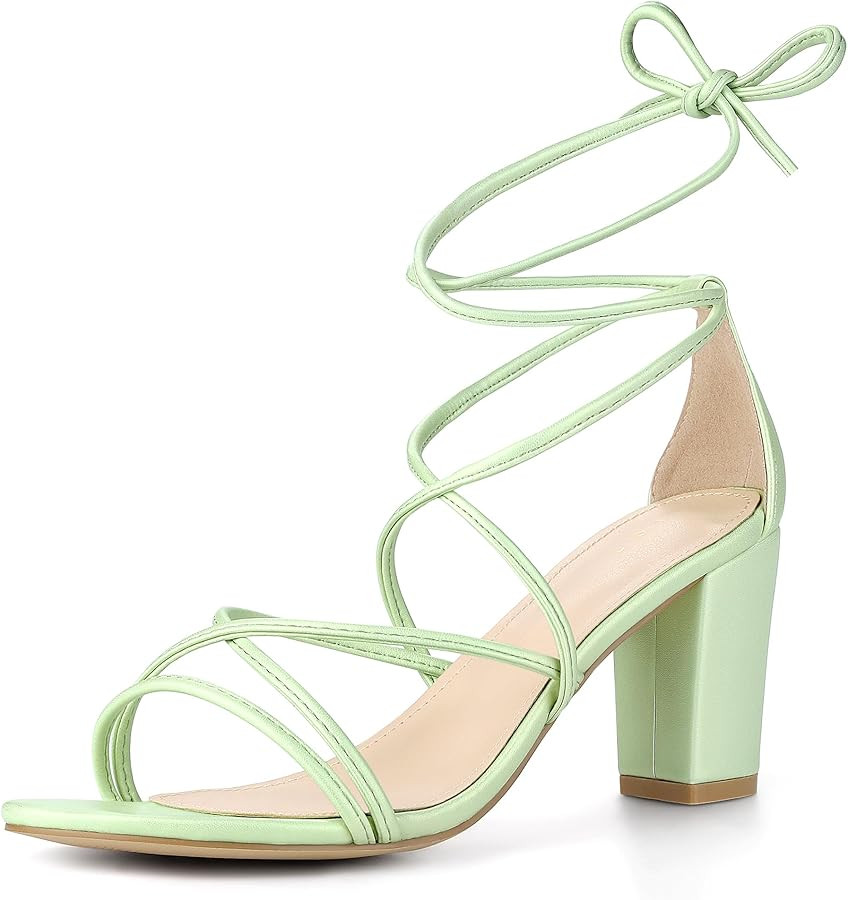 Perphy Lace Up Heels Strappy Chunky Heel Sandals for Women | Amazon (US)