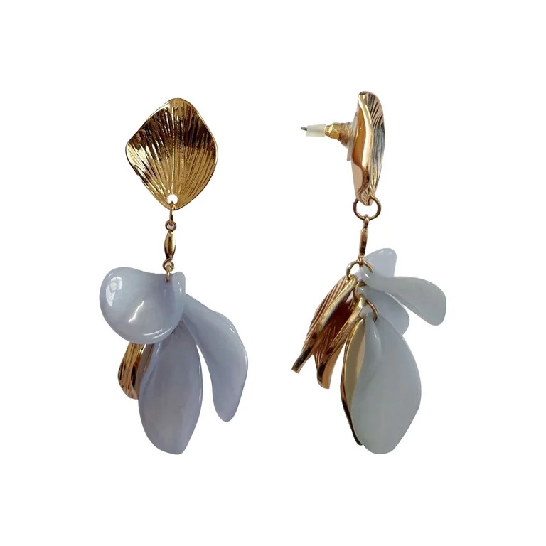 Time and Tru Blue Flower Petal Earrings for Female Adults and Teens | Walmart (US)