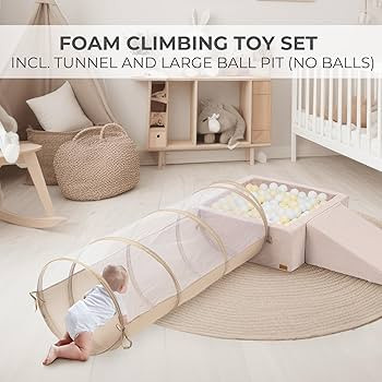 Fun Climbing Toy Set for Toddlers Aged 1-3 - Incl. Crawl Through Tunnel, Large Ball Pit & Climbin... | Amazon (US)