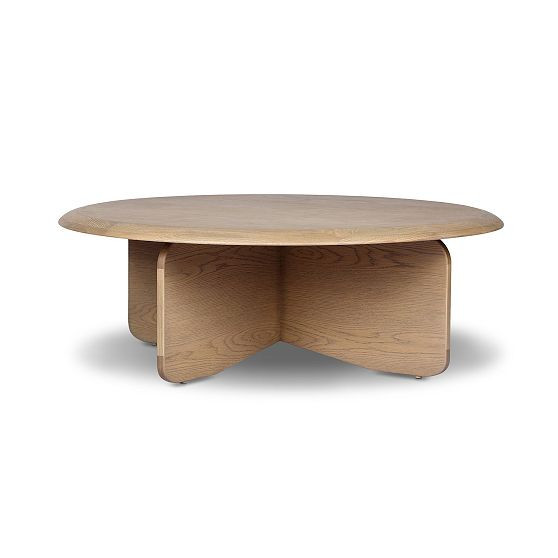 Kaine Round Coffee Table, Sandy Oak Resawn, 48 | West Elm (US)