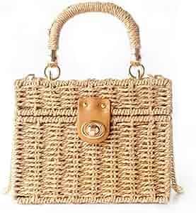 Women Handwoven Rattan vintage purse Beach Sea Bag Casual Handbag tote Basket Straw vacation Bag | Amazon (US)