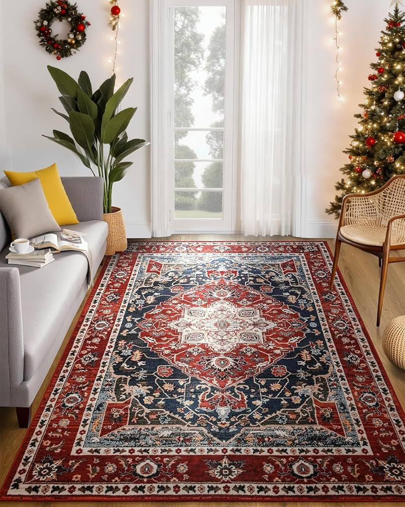 YJ.GWL Large Area Rug for Living Room, 6x9 Machine Washable Boho Rug for Bedroom, Low Pile Lightw... | Amazon (US)