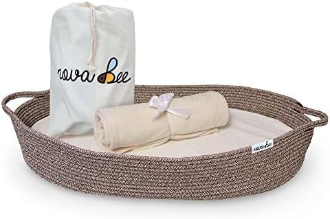 Baby Changing Basket- Cotton Rope Changing Table Topper Moses Basket, Thick Foam Pad with Removab... | Amazon (US)