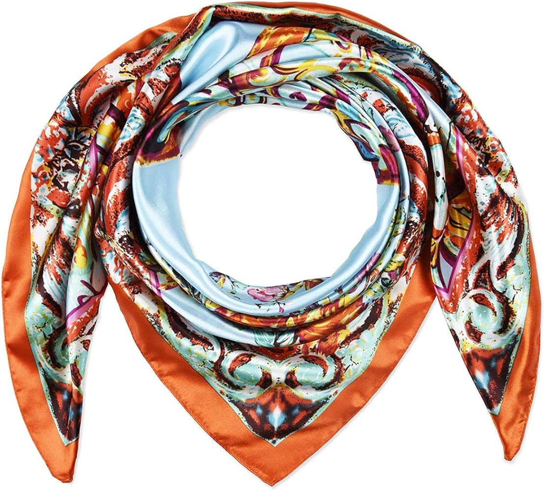 Square Stain Silk Like Hair Wrapping Scarves Night Sleeping Head Scarf | Amazon (US)