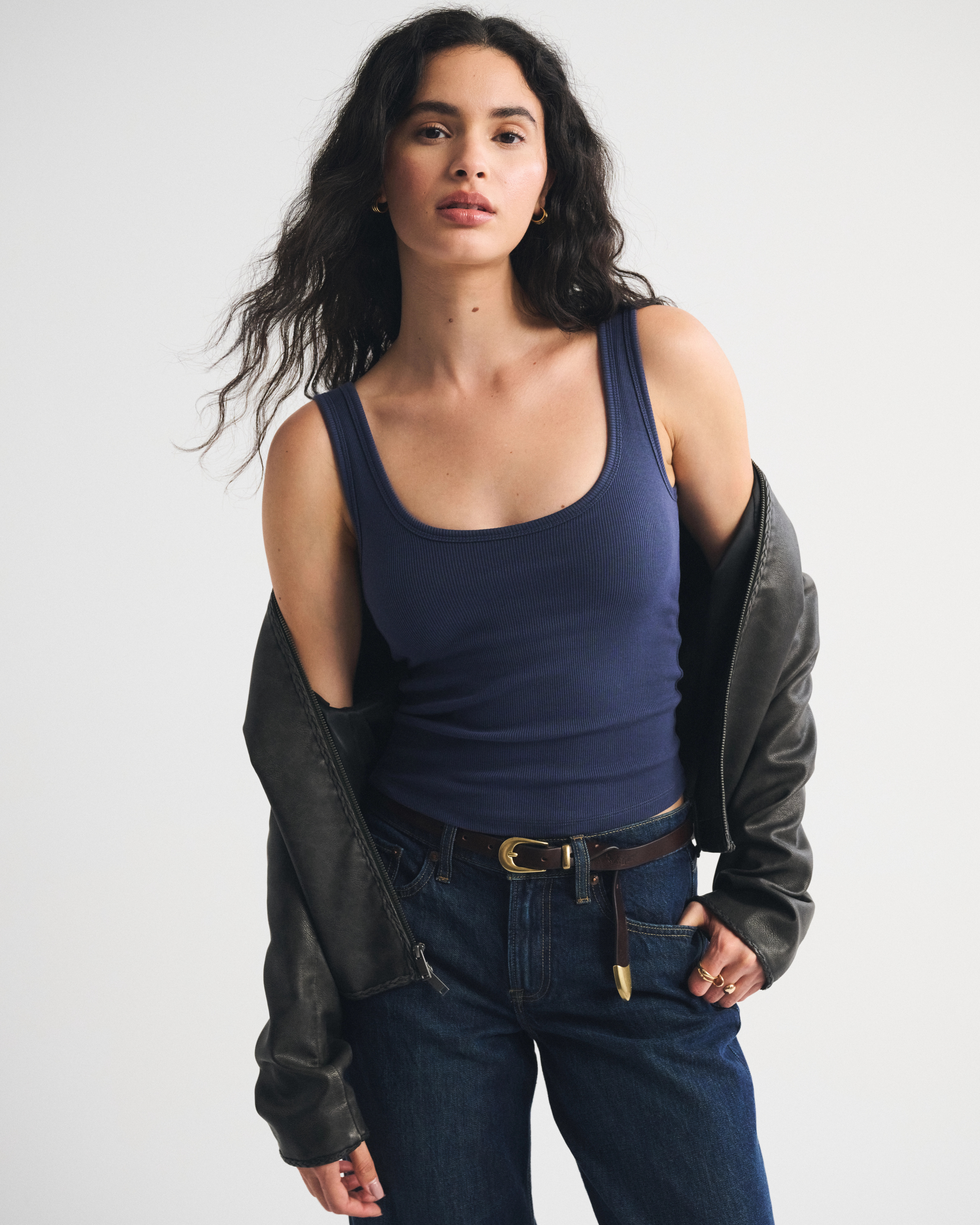 Bra-Free Rib Scoopneck Tank | Abercrombie & Fitch (US)