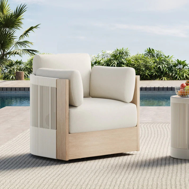 Spruce & Spring Khloe Outdoor Wood Patio Furniture Swivel Chair - 1 Swivel Chair | Overstock