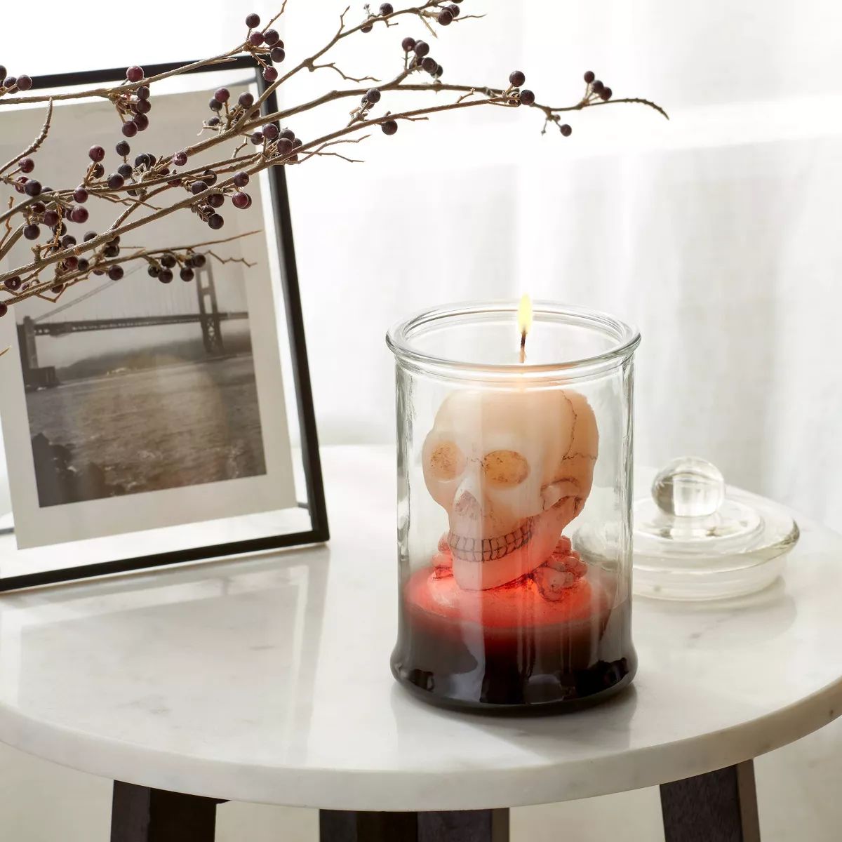 Lidded Glass Smokey Ombre Skull Jar Candle - Threshold™ | Target