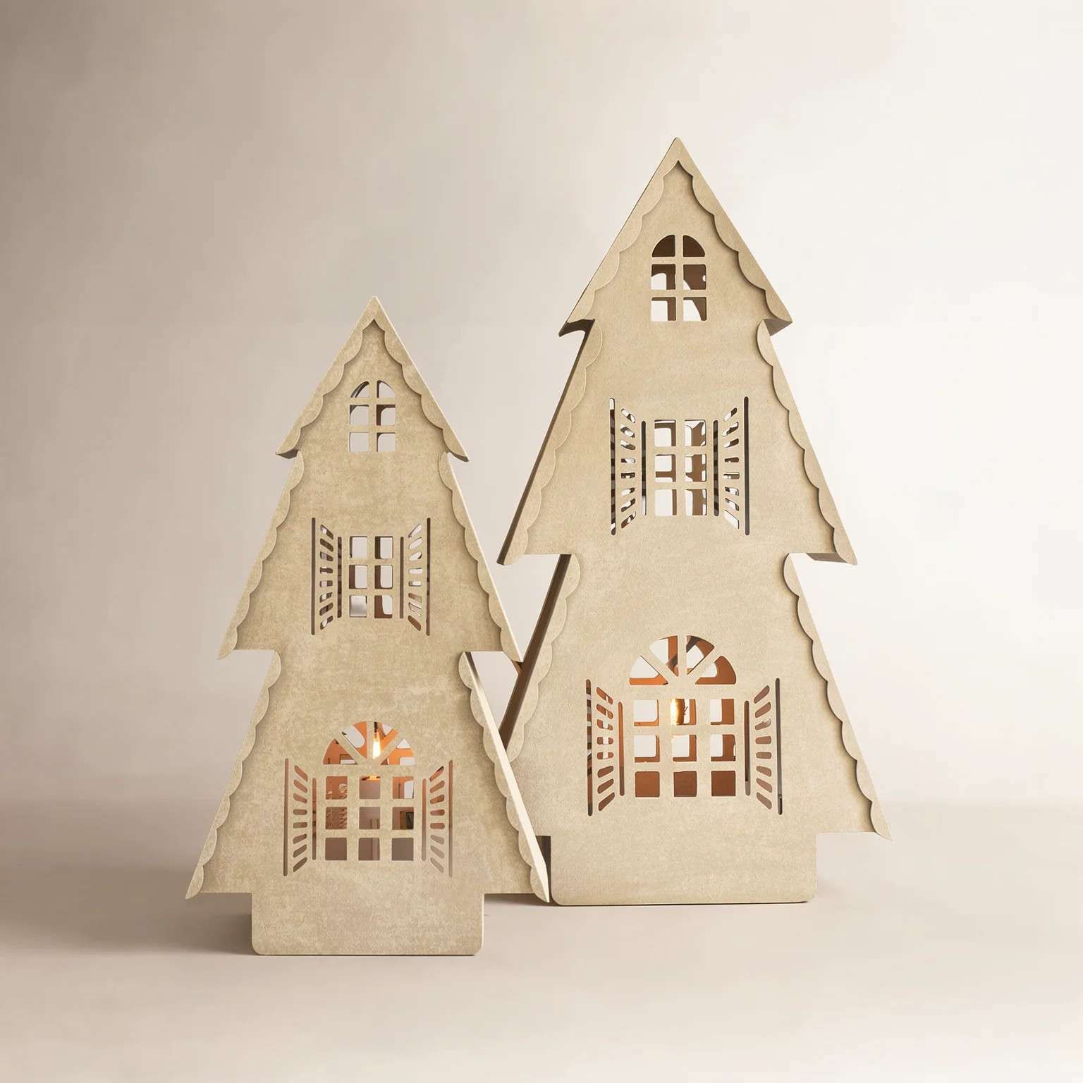 SET OF TWO METAL CHRISTMAS VILLAGE WITH LED LIGHTS | Birch Lane