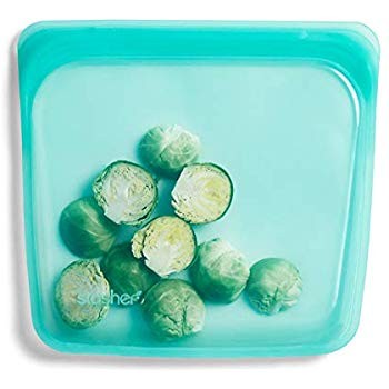 Stasher 100% Silicone Reusable Food Bag, Sandwich Storage Size, 7-inch (15-ounce), Aqua | Amazon (US)