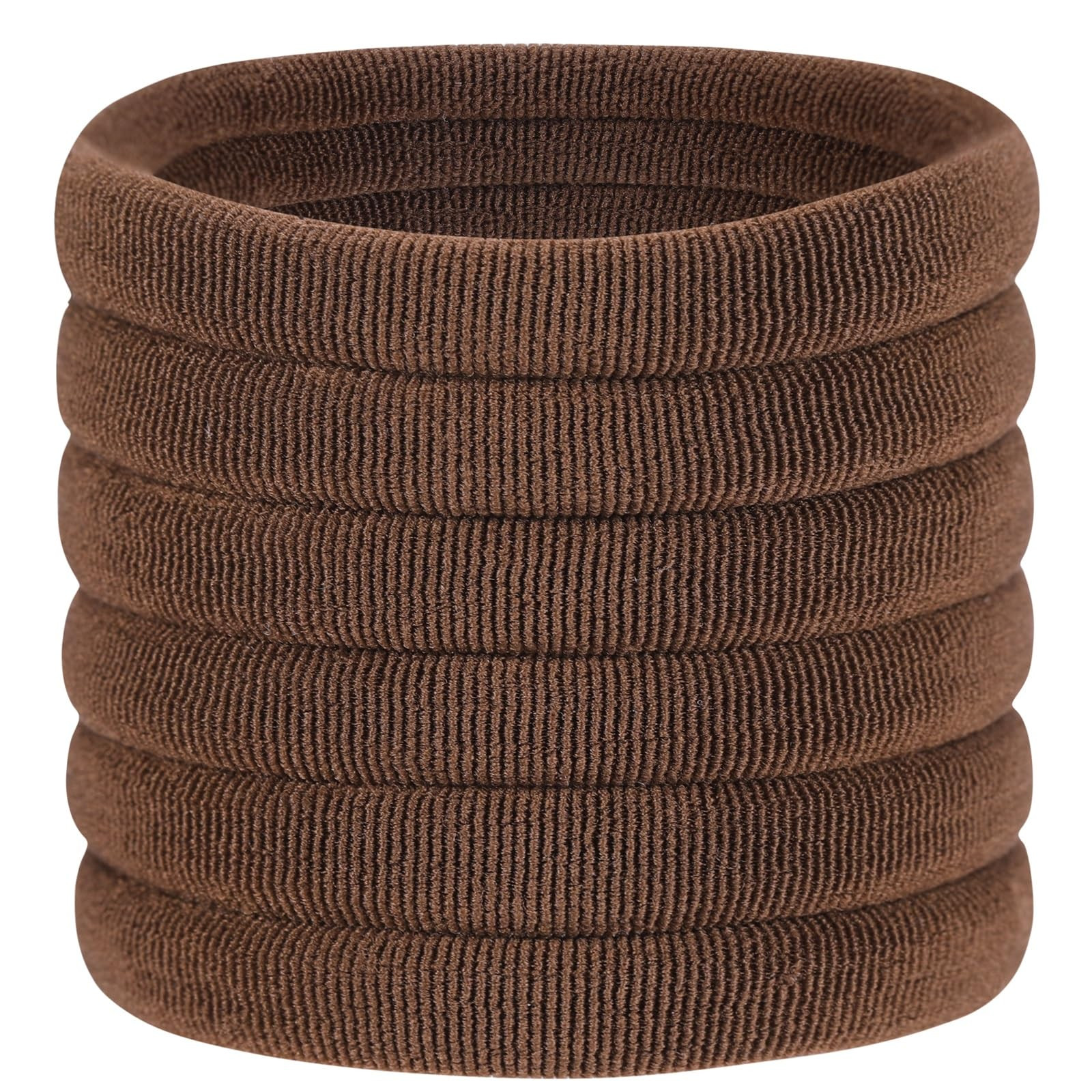 60 Pcs 2 Inch Brown No Damage Hair Ties for Women Thick Hair, Large Soft Seamless Nylon Fabric El... | Amazon (US)