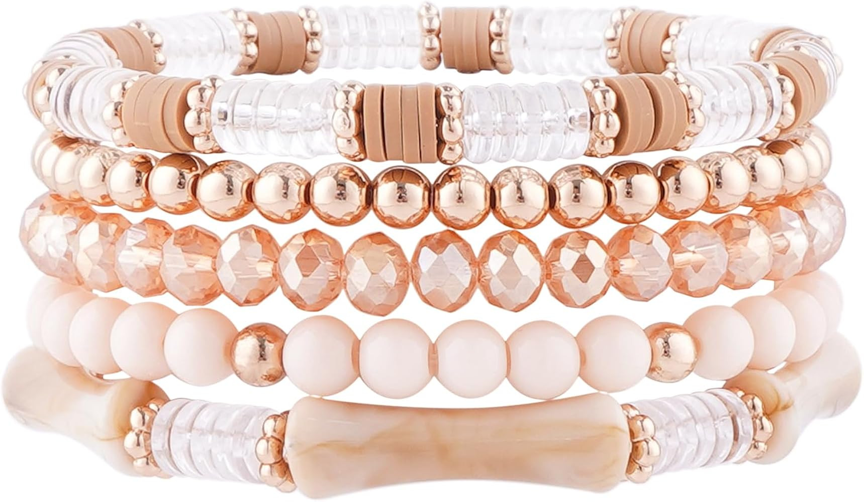 Bamboo Tube Bangle Bracelets for Women Stacking Chunky Colorful Acrylic Beads Stretch Bracelets F... | Amazon (US)