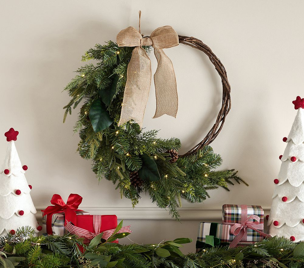 Heritage Pine Light-Up Wreath | Pottery Barn Kids