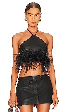 LAMARQUE Aissa Leather Halter Top in Black from Revolve.com | Revolve Clothing (Global)