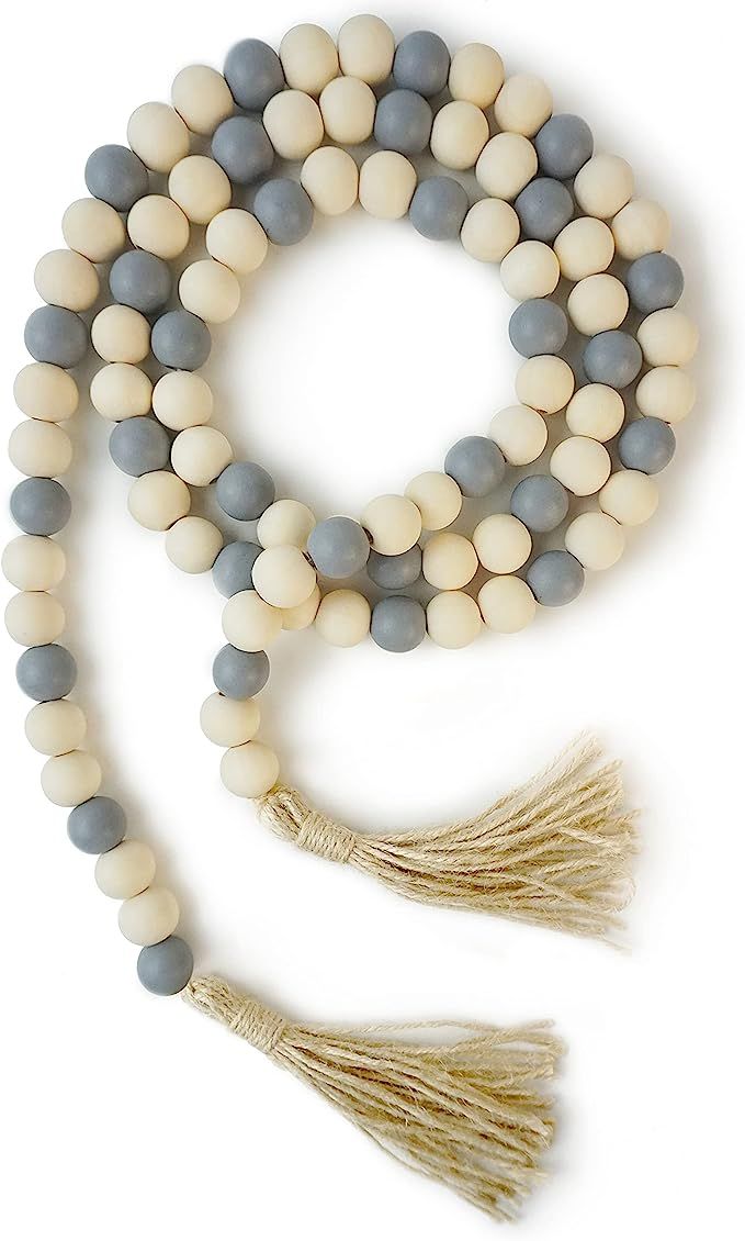Wooden Beads Garland with Tassels, 61 Inch Wood Bead Garland, Modern Farmhouse Decor, Boho Home D... | Amazon (US)