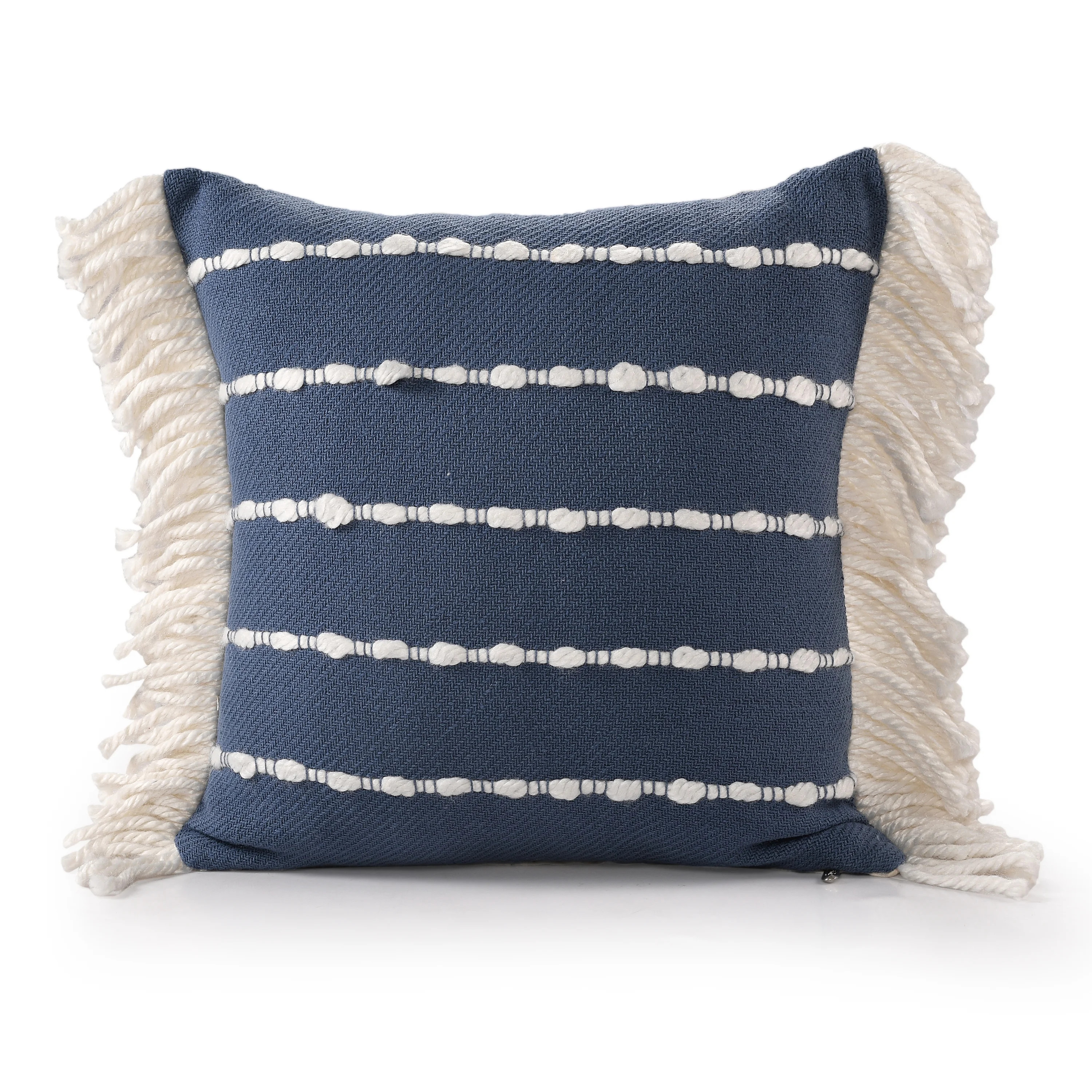 Mally Striped Cotton Blend Throw Pillow, Navy/Ivory, 20" x 20", Count per Pack 1 | Walmart (US)