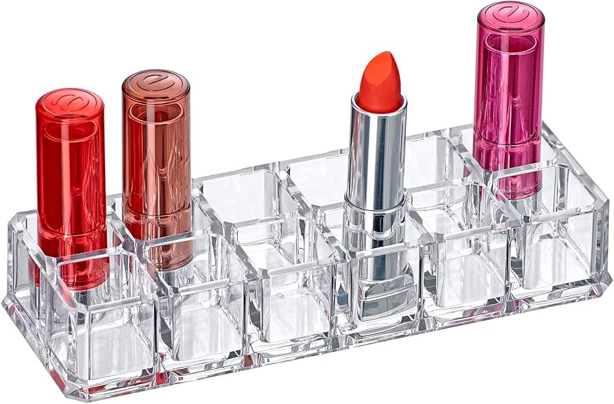 Amazing Abby - Charm - 12-Slot Acrylic Lipstick Organizer, Lipstick Holder, Lip Gloss Organizer, ... | Amazon (US)