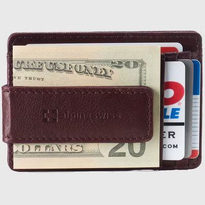 Alpine Swiss Harper Mens RFID Slim Money Clip Front Pocket Wallet Minimalist Leather ID Card Holder Burgundy | Target