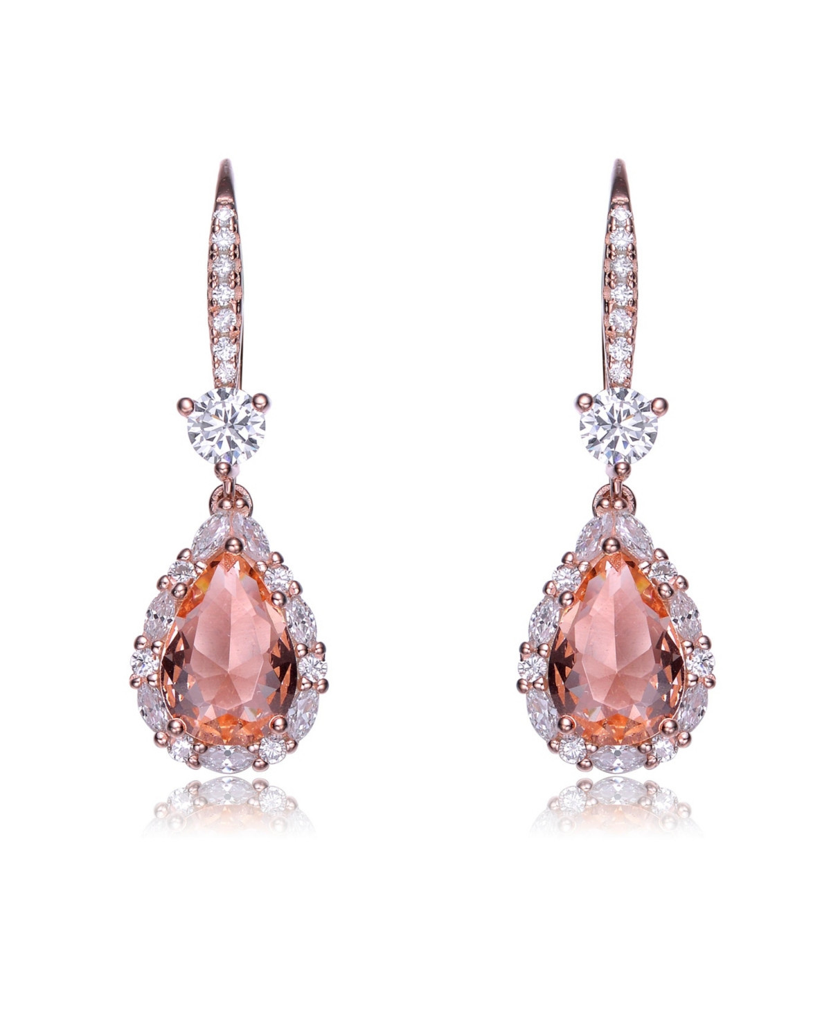 Cubic Zirconia 18K Rose Gold Plated Pink Drop Earrings - Rose | Macy's