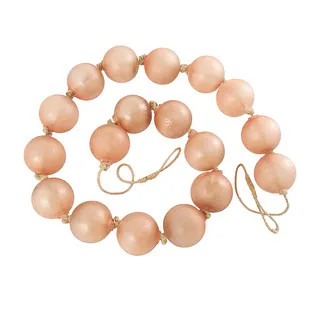 Pink Glass Handmade Round Extra Long Frosted Orb Beaded Garland with Tassel with Knotted Jute Rop... | Bed Bath & Beyond