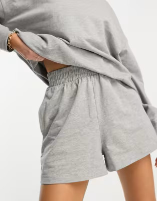 ASOS DESIGN summer weight slouchy sweat shorts in heather gray | ASOS (Global)