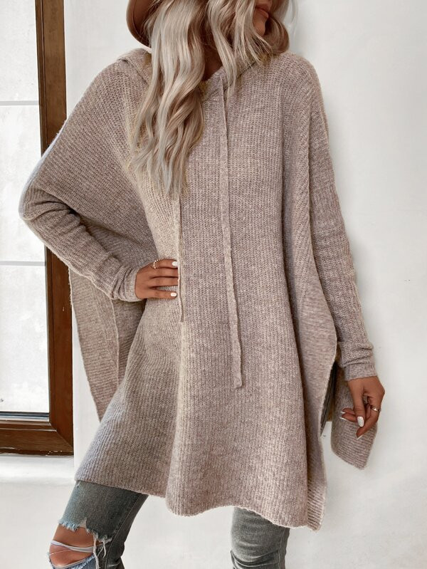 Batwing Sleeve Drawstring Hooded Sweater
   
      SKU: sw2209276166714964
          (4 Reviews) ... | SHEIN