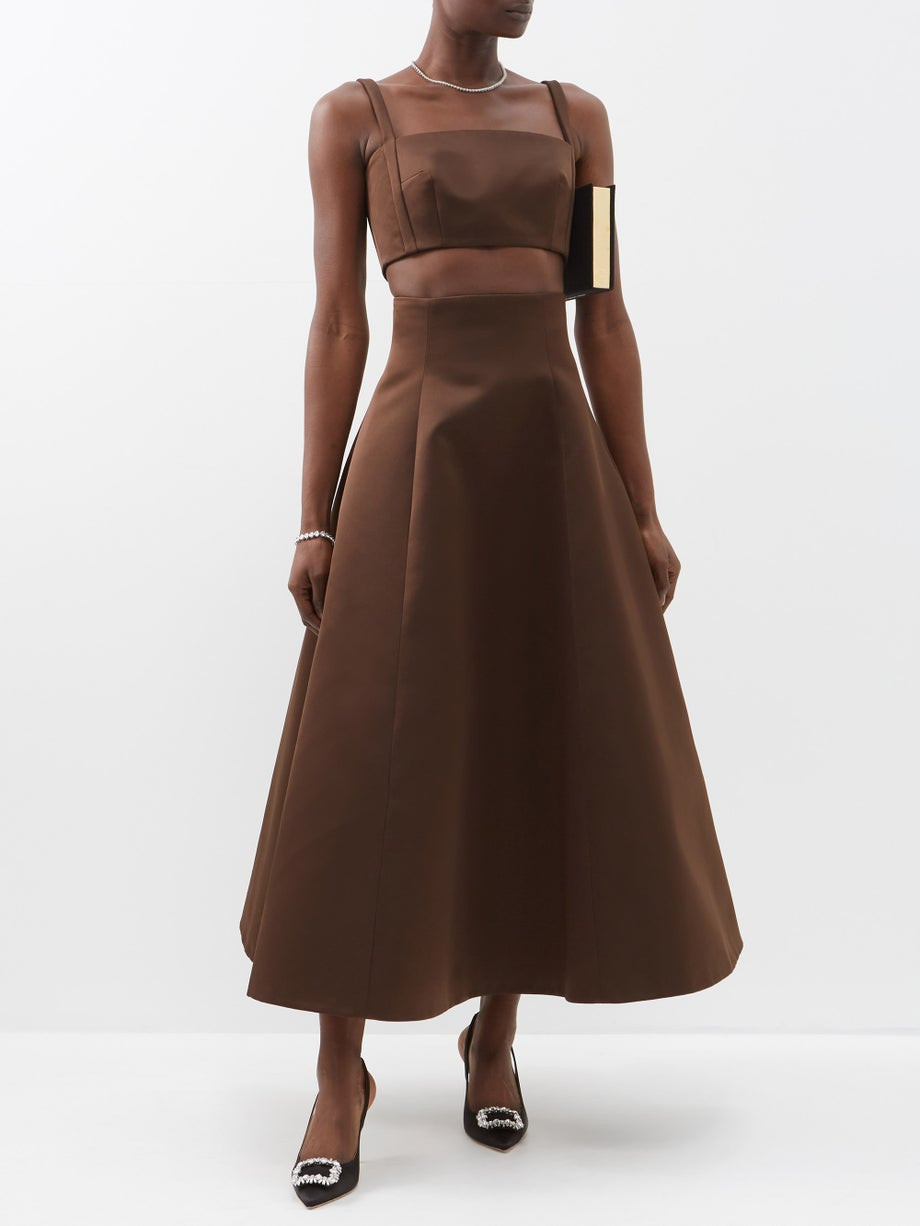 Zena flared high-rise satin skirt | Emilia Wickstead | Matches (US)