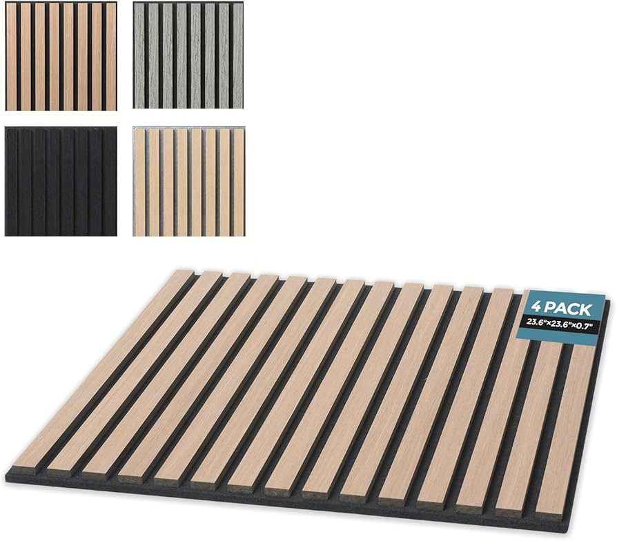 AKUMAX 4 Pack Wood Panels- 4x24x24Inches 3D Wall Panels Wood Wall,Decorative Peel Soundproof Wall... | Amazon (US)