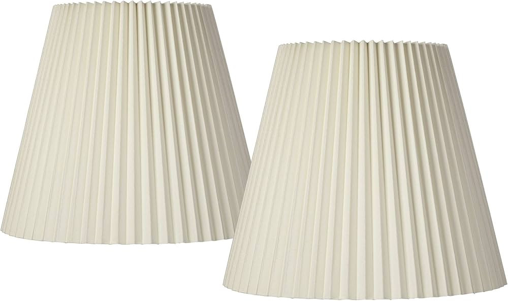 Set of 2 Pleated Empire Lamp Shades Ivory Large 10" Top x 17" Bottom x 14.75" High Spider with Re... | Amazon (US)