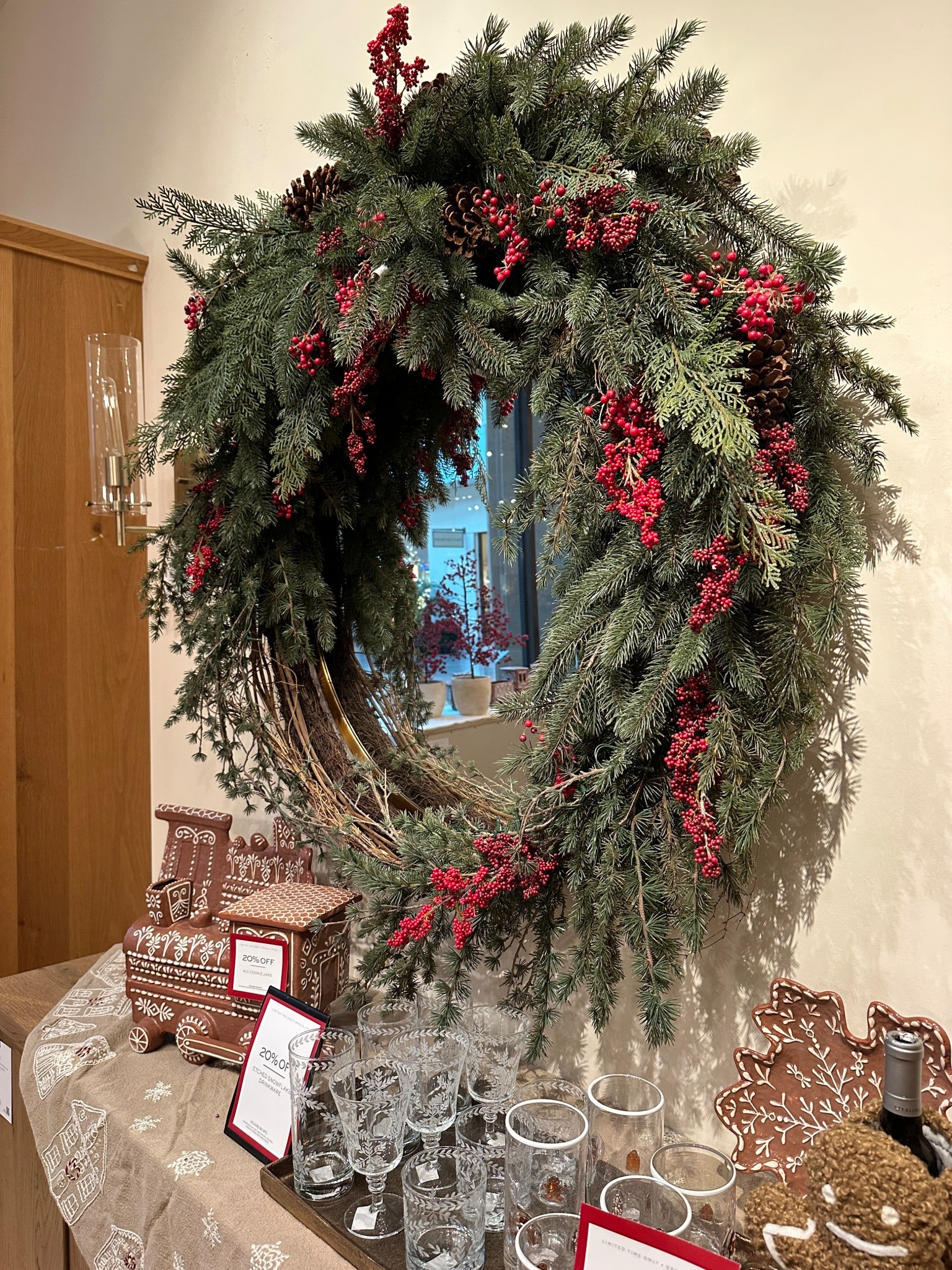 A stunning large Christmas wreath, gingerbread themed serving ware and etched snowflake glassware.

#ltkchristmas #ltkpotterybarn

#LTKHome #LTKSeasonal #LTKHoliday