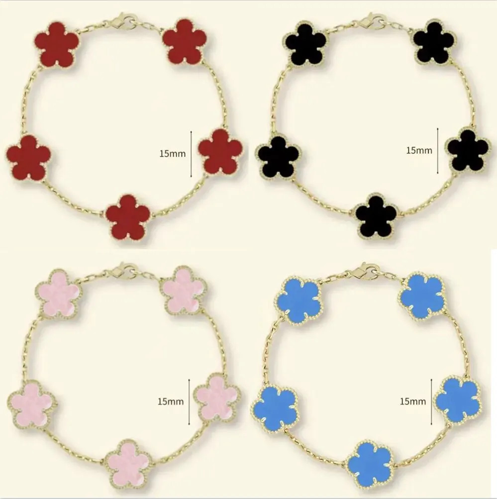 Fashion 4/Four Leaf Clover Charm Bracelets Chain 18K Gold Agate Shell Mother-of-Pearl for Women G... | DHGate