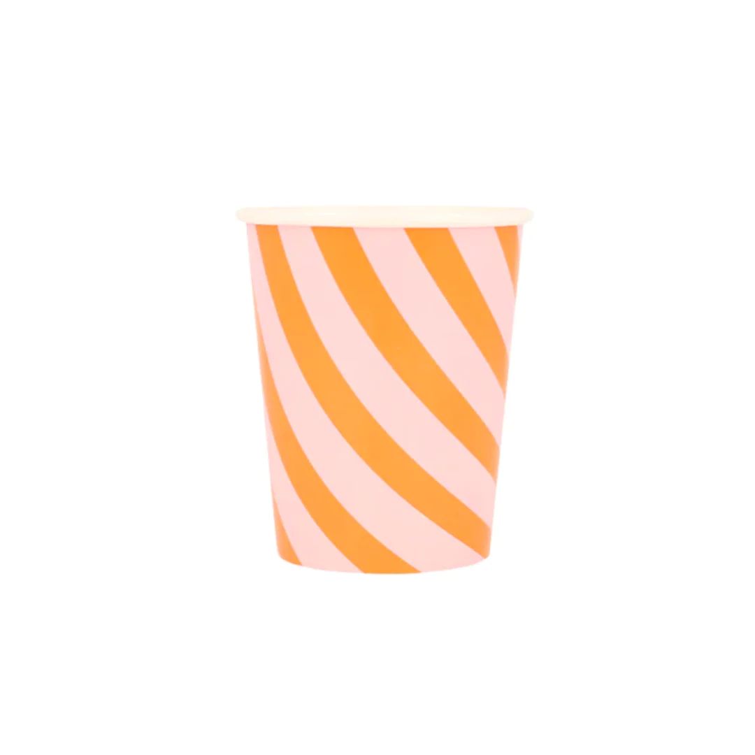 Groovy Pink & Orange Stripe Cups | Ellie and Piper