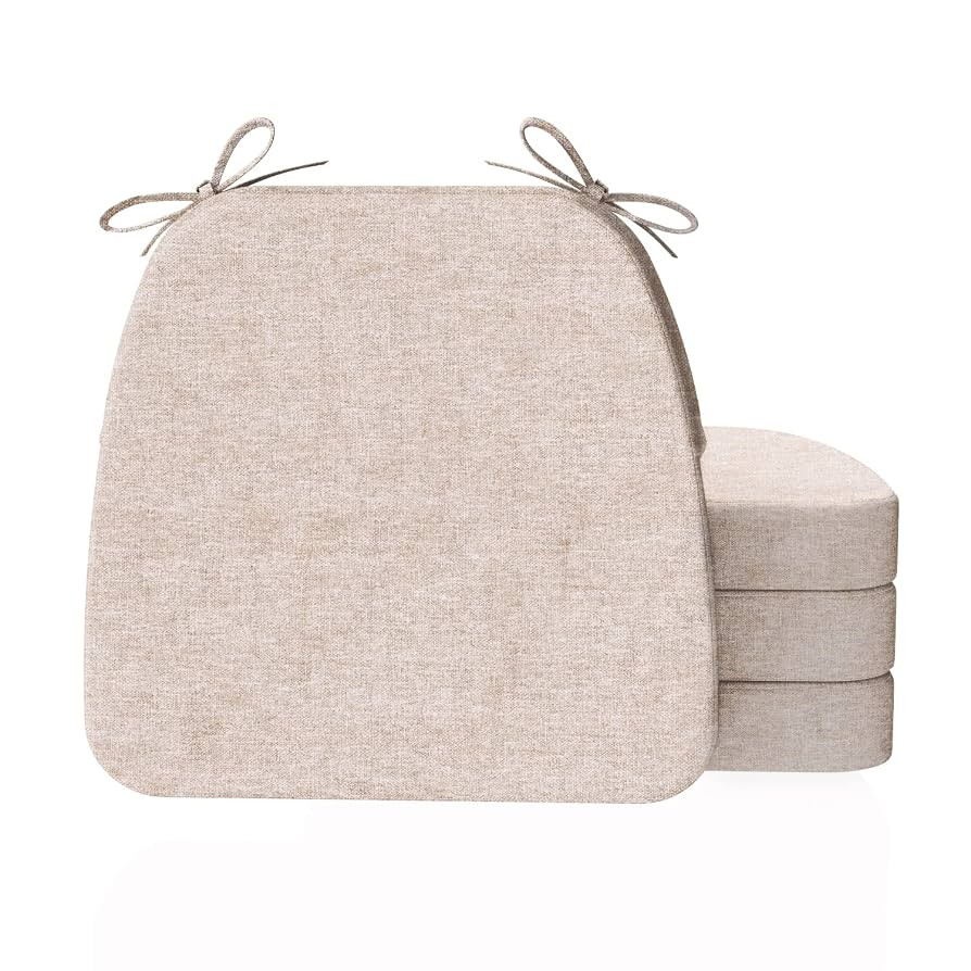 AAAAAcessories D-Shaped Chair Cushions, 2" Thick Dining Chair Pads with Ties and Removable, Machi... | Amazon (US)