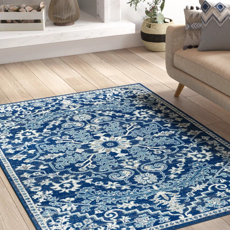 Hillsby Oriental Area Rug in Beige/Light Gray/Teal/Dark Blue | Wayfair North America