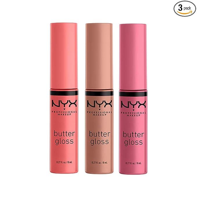 NYX PROFESSIONAL MAKEUP Butter Gloss - Pack Of 3 Lip Gloss (Angel Food Cake, Creme Brulee, Madele... | Amazon (US)