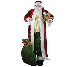 Northlight 6' Standing Santa Figure w/ Teddy Be r & Gift Bag | QVC