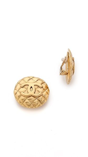 Chanel Quilted CC Clip On Earrings (Previously Owned) | Shopbop