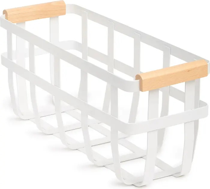 White Iron & Wood Wide Basket | Nordstrom Rack