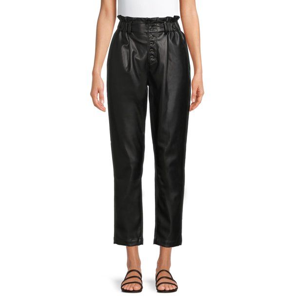 Time and Tru Women's Faux Leather Paperbag Pant | Walmart (US)