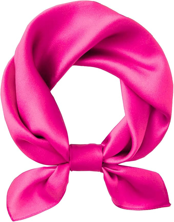 Hioyiwse Satin Square Scarf for Women Solid Color Emulation Silk Handkerchief Hair Ribbon Headban... | Amazon (US)