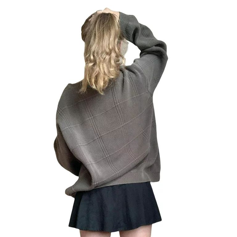 BEAFNKSG Women Vintage Sweaters Long Sleeve Round Neck Aesthetic Sweater Oversized Grunge Knitwea... | Walmart (US)