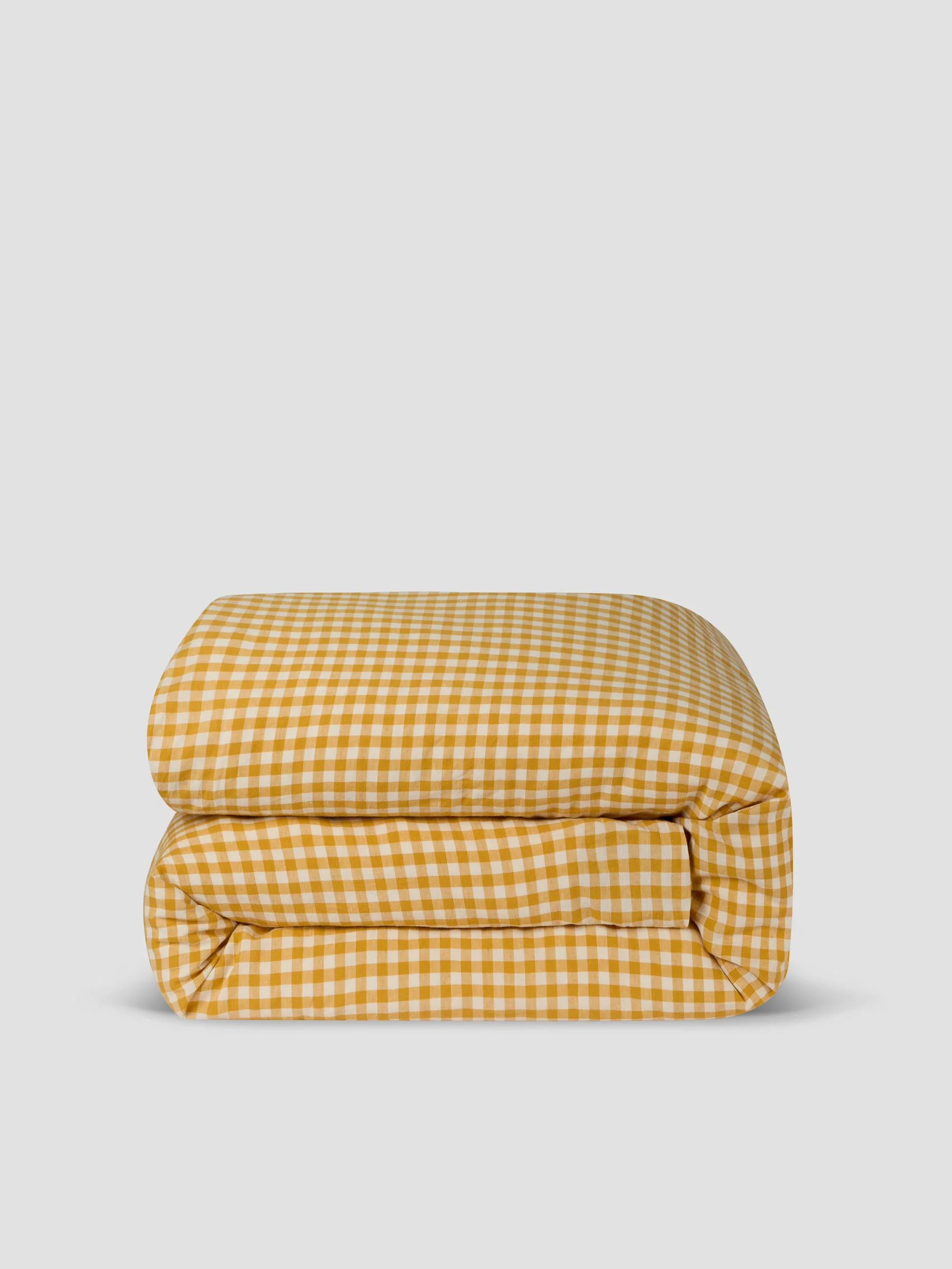 Honey Gingham Linen Blend Duvet Cover | Piglet