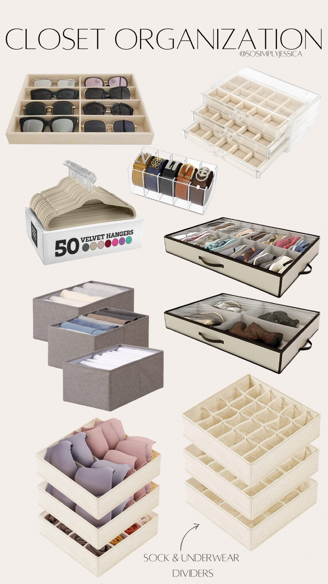 Closet Organizers
Organization 
Clothes organizer 
Velvet hangers
Belt organizer 
Jewelry organizer 

#LTKsalealert #LTKFind #LTKhome