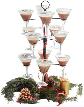 Cocktail Tree Stand, Metal Drink Tower, 3 Tier - 12 Holders For Champagne, Martini, Margarita Cup... | Amazon (CA)