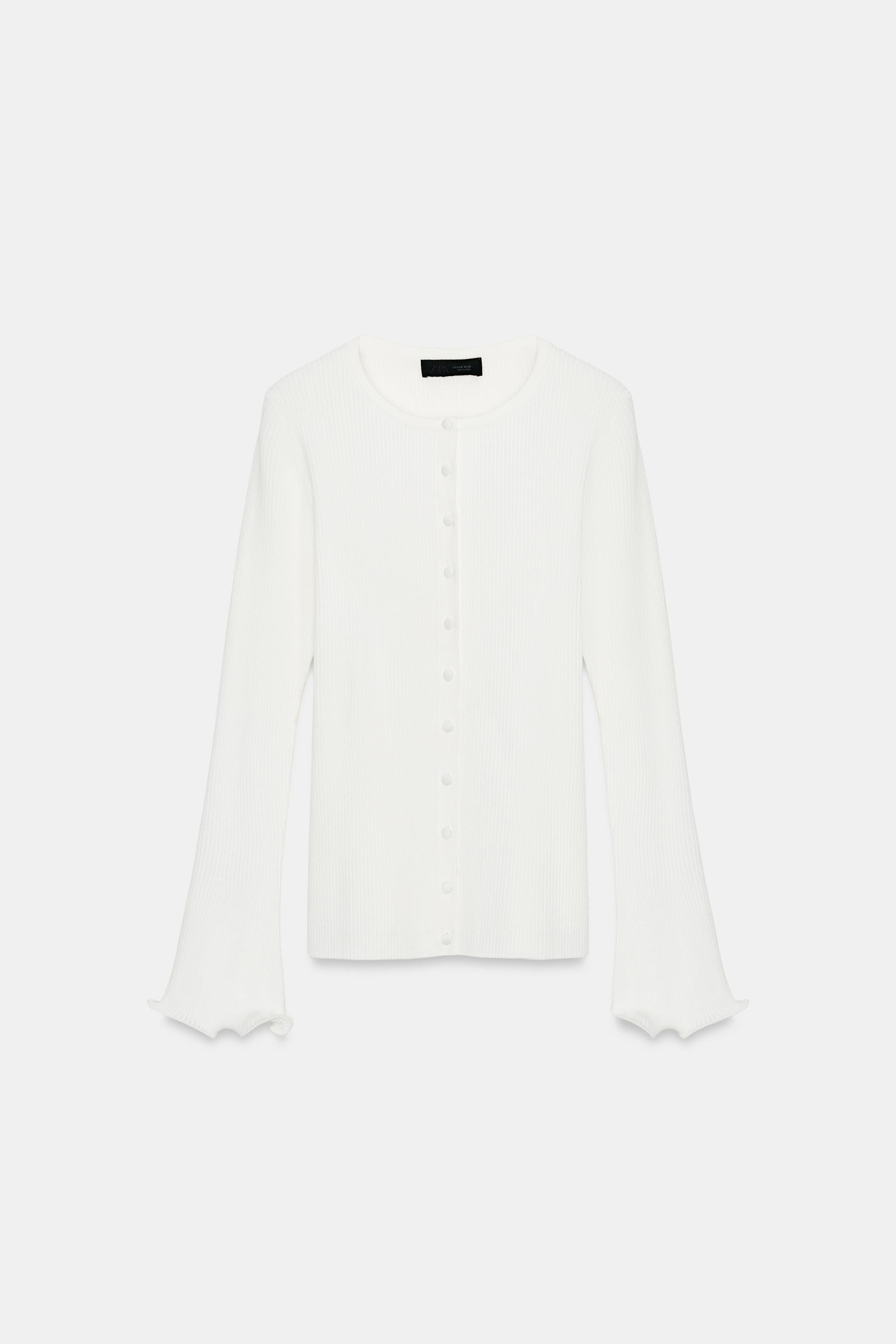 RIB CARDIGAN WITH WAVY HEM | Zara US