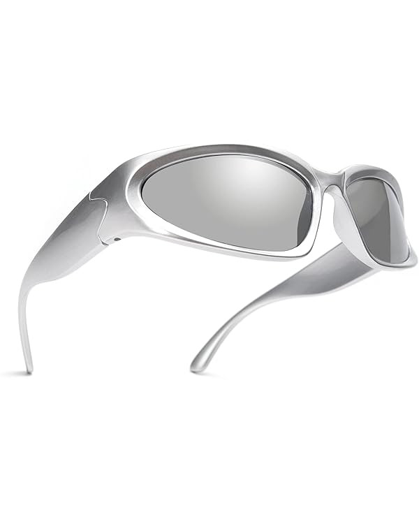 GUVIVI Wrap Around Fashion Sunglasses for Men Women Trendy Swift Oval Dark Futuristic Sunglasses ... | Amazon (US)