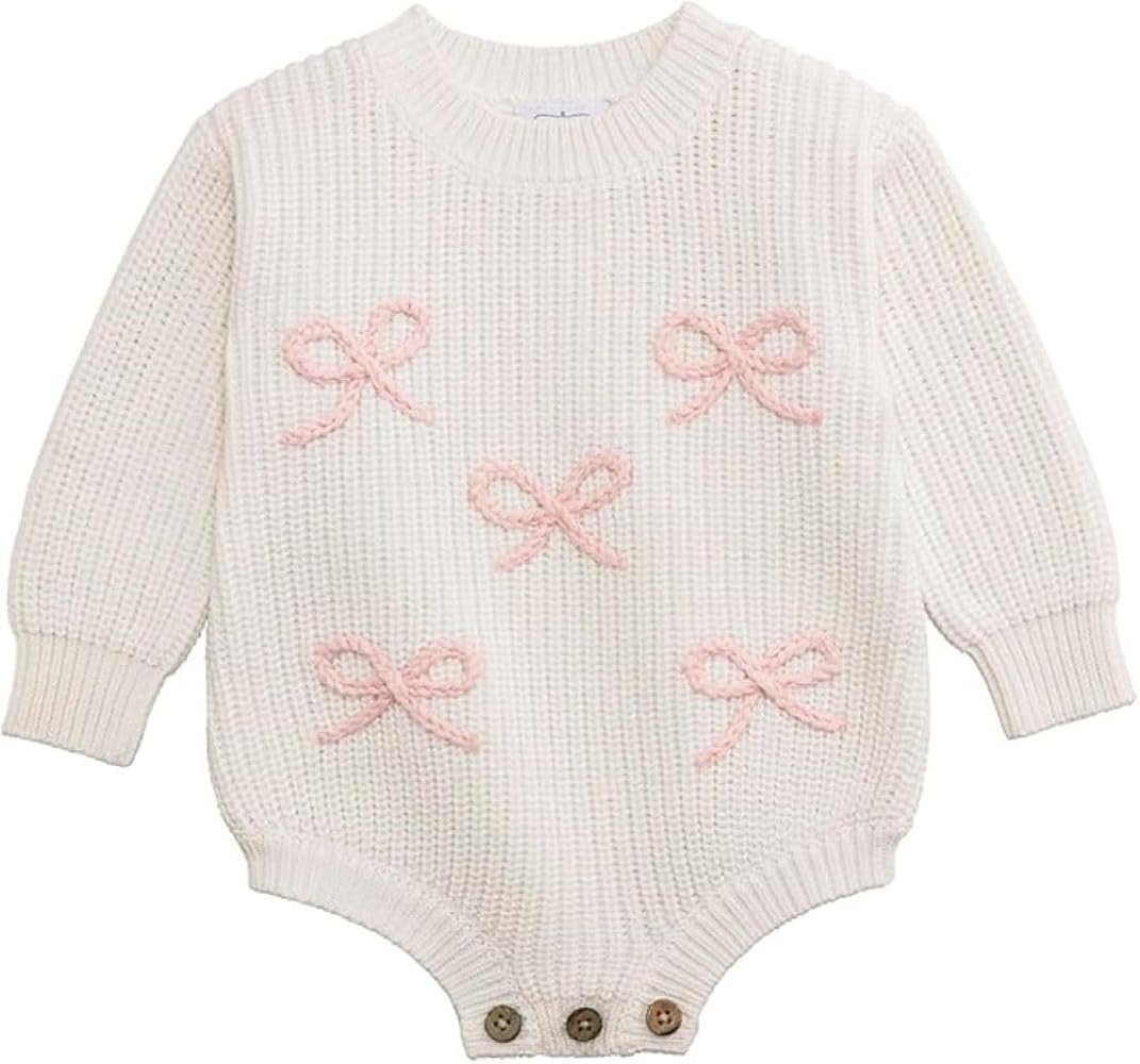 Mud Pie Baby-Girls Mud Pie Baby Girl Bow Chainstitch Sweater Bubble | Amazon (US)