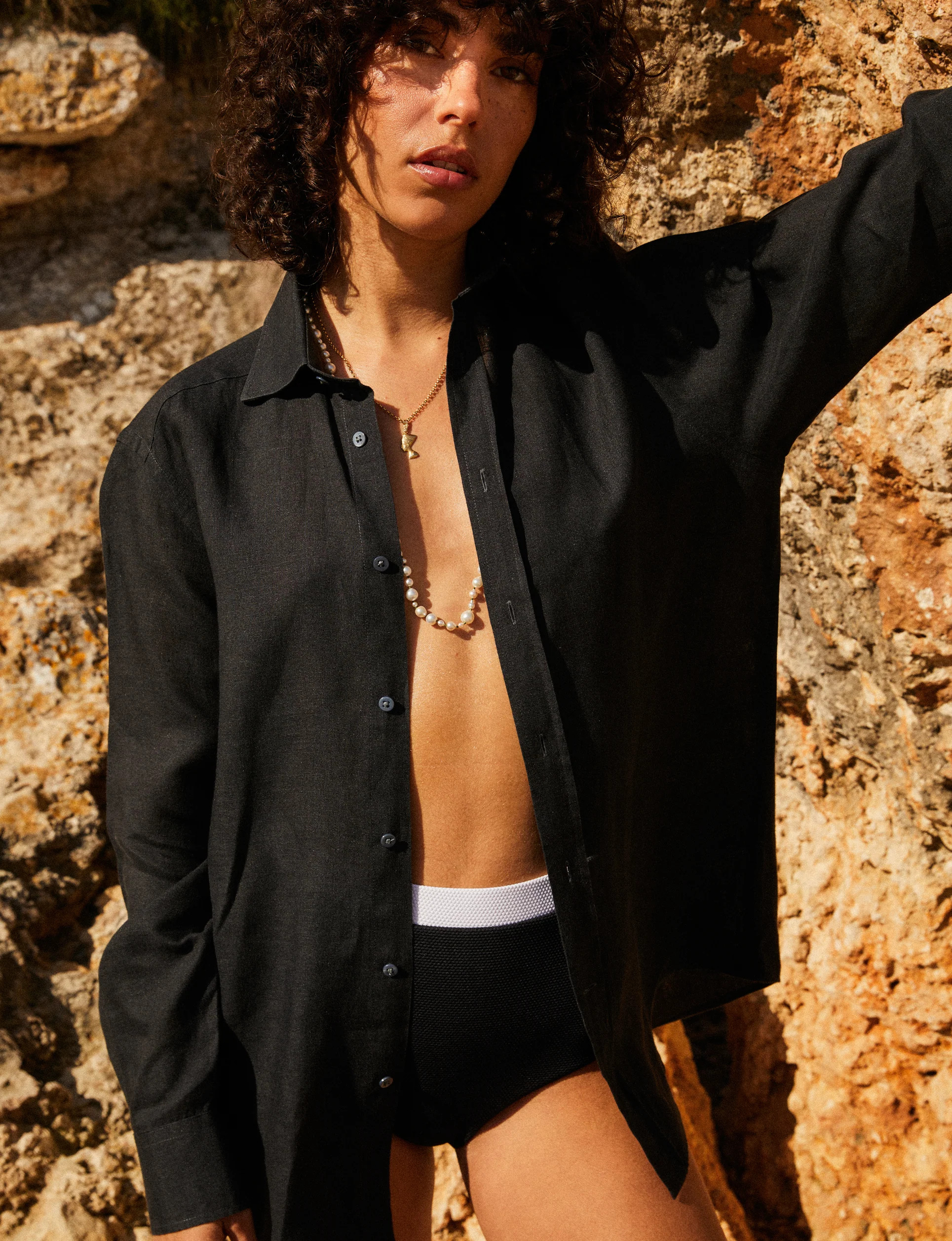 The Boyfriend: Linen, Black | With Nothing Underneath