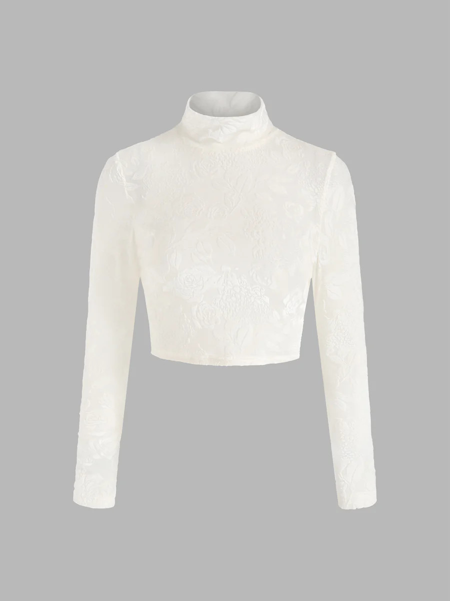 Love and Lace Sheer Turtleneck Top | Cider