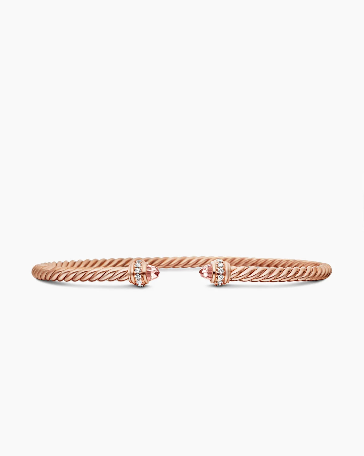 David Yurman | Classic Cablespira Bracelet in 18K Rose Gold with Diamonds, 3mm | David Yurman